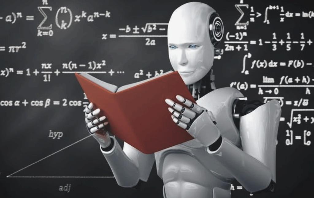 Humanoid robot reading a red book